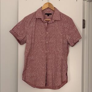 Men's John Varvatos Pink Patterned Short Sleeve Shirt